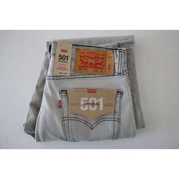 Levi's 501 Original Men' Sz 30x32 Gray Button Fly Stretch Extensible Denim Jeans - Picture 3 of 7